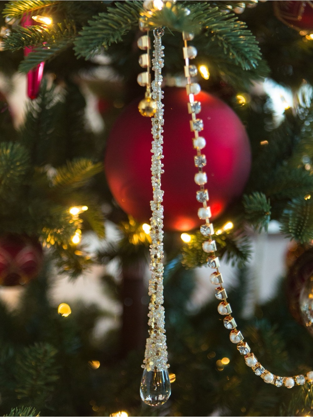 Balsam Hill  Large Icy Teardrop Ornaments